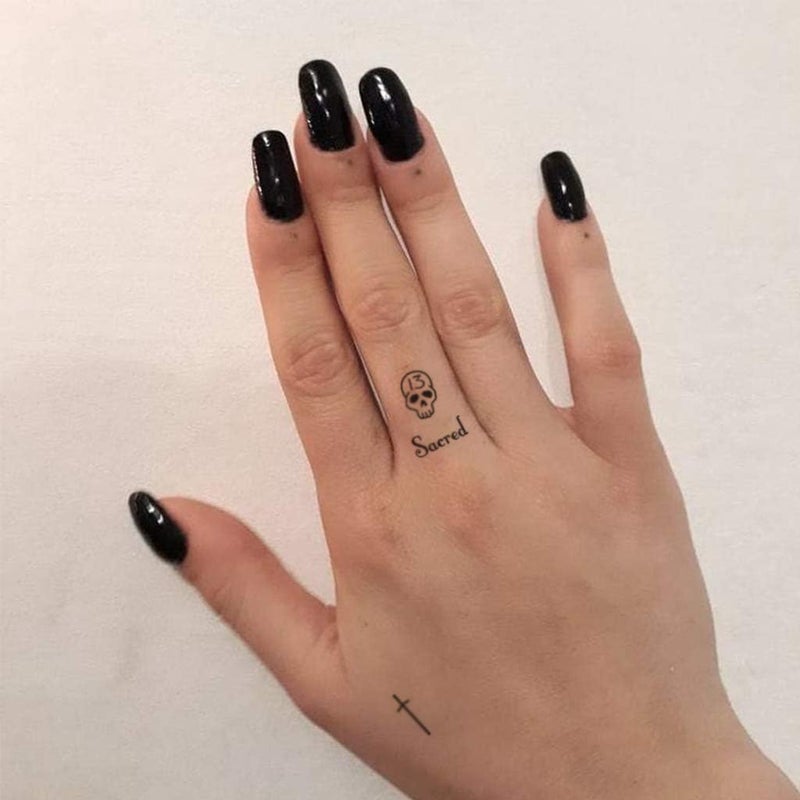 CARGEN Minimalist Realistic Temporary Tattoos - 2 Sheets 160+ PCS Alphabet Letter Literature Script Cross Crown Temporary Tattoos Fake Tattoos Great for Adults Women Men Kids on Fingers - Image 4